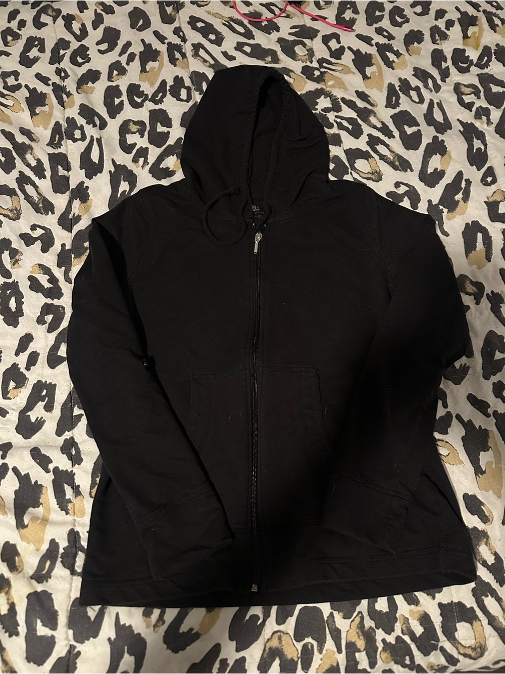 Women's Black Full-Zip Hooded Utility Jacket